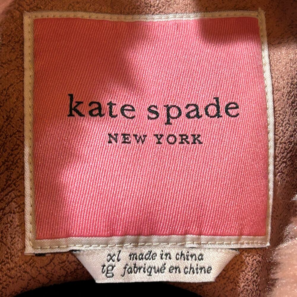 Kate Spade Faux Fur Anorak Button Front Coat Peony Women XL NWT Preppy - Picture 4 of 10